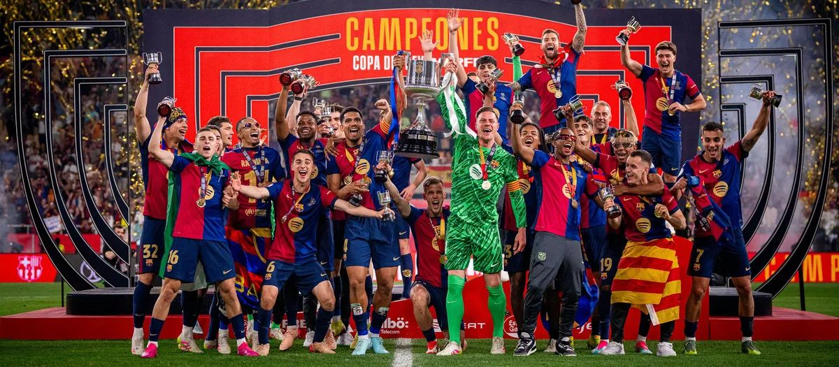 Barcelona celebrate the 2025 Copa del Rey.
