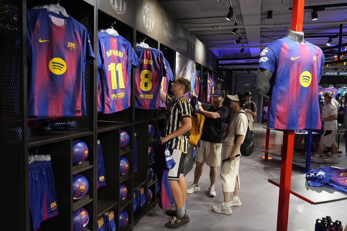 Barcelona's new shirt on sale.