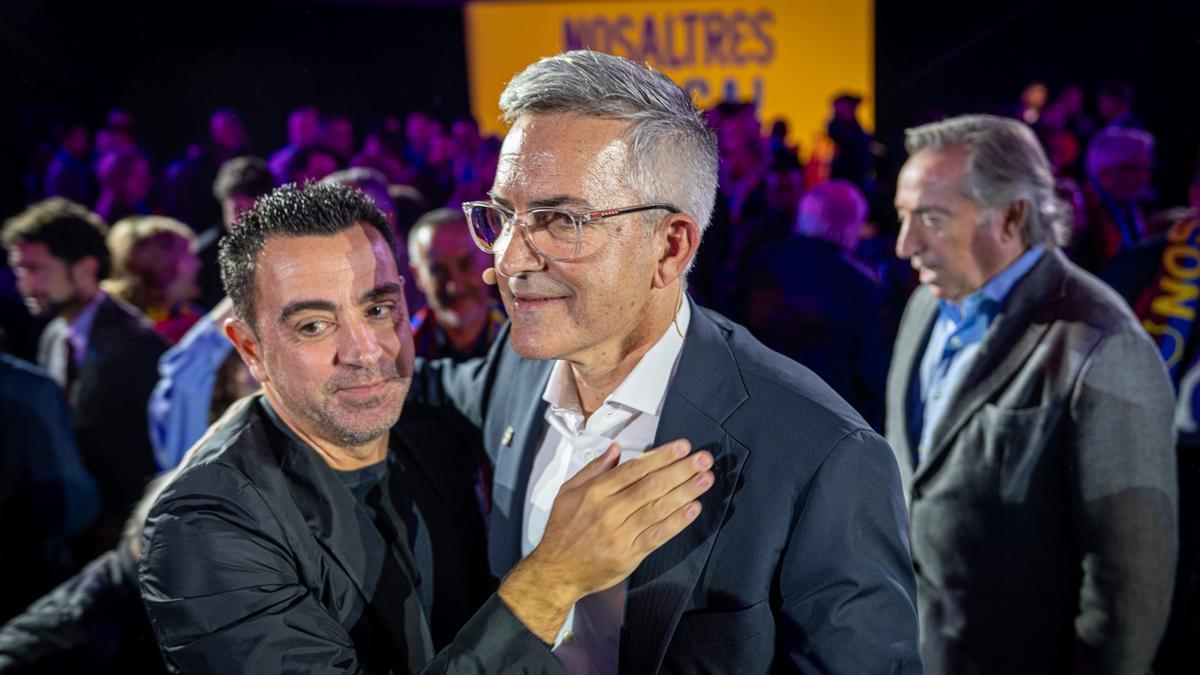 Ex-Barcelona manager Xavi Hernandez turns out in support of Joan Laporta presidential rival