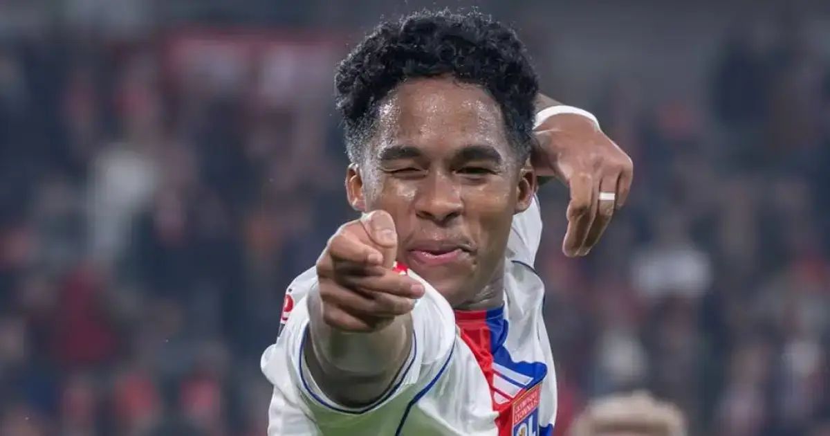 Endrick celebrates his first goal.