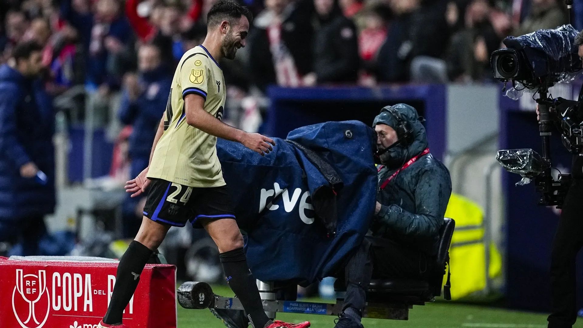 Garcia exits the game after being ejected.