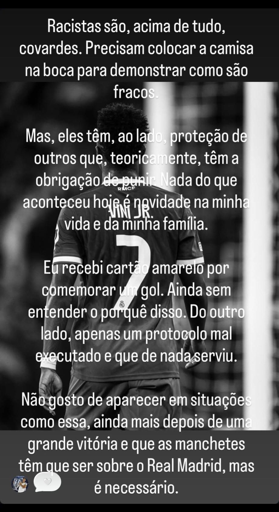 Vinicius reacts to Prestianni alleged racism.