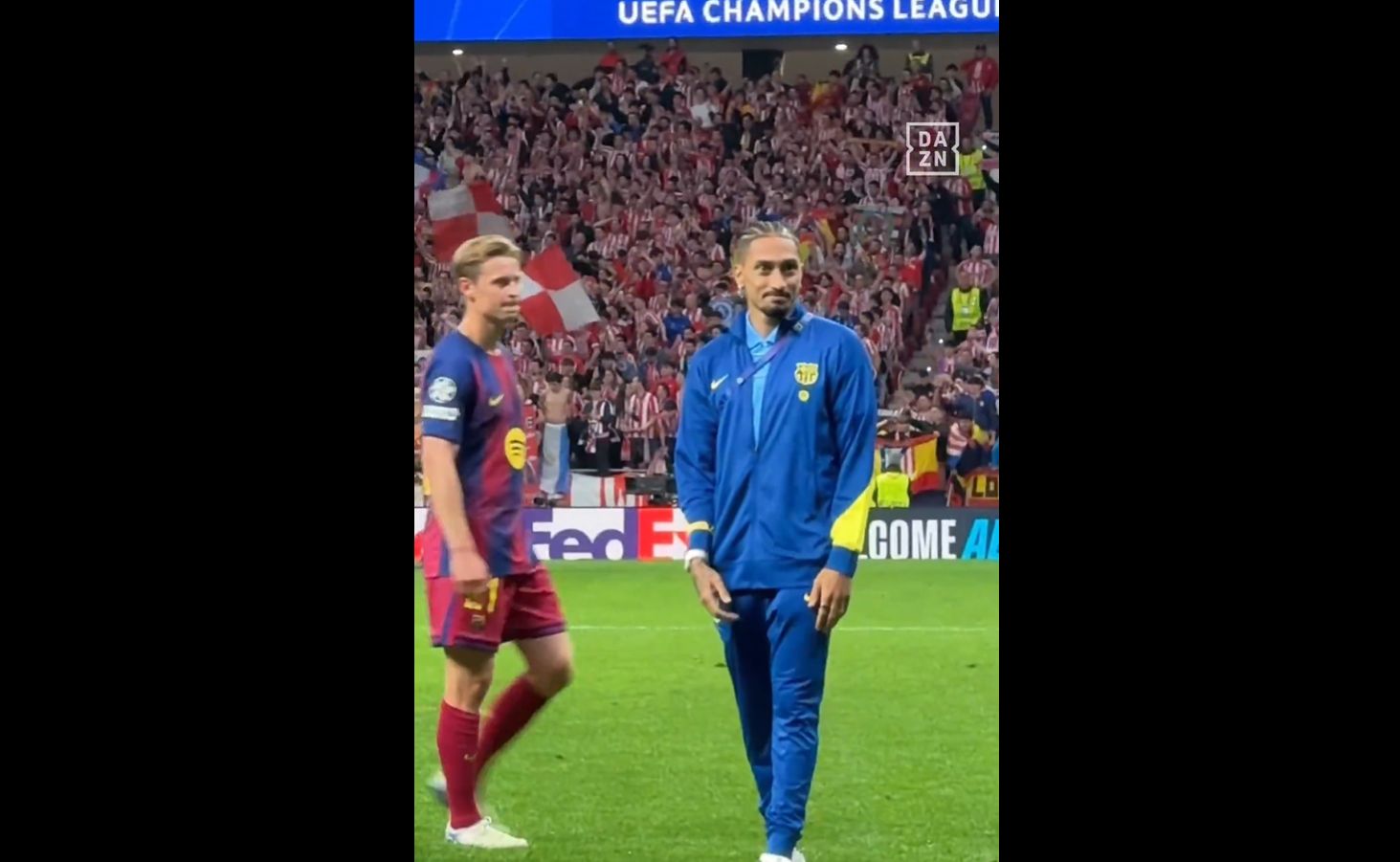 VIDEO: Barcelona star Raphinha enrages Atletico Madrid fans after Champions League exit
