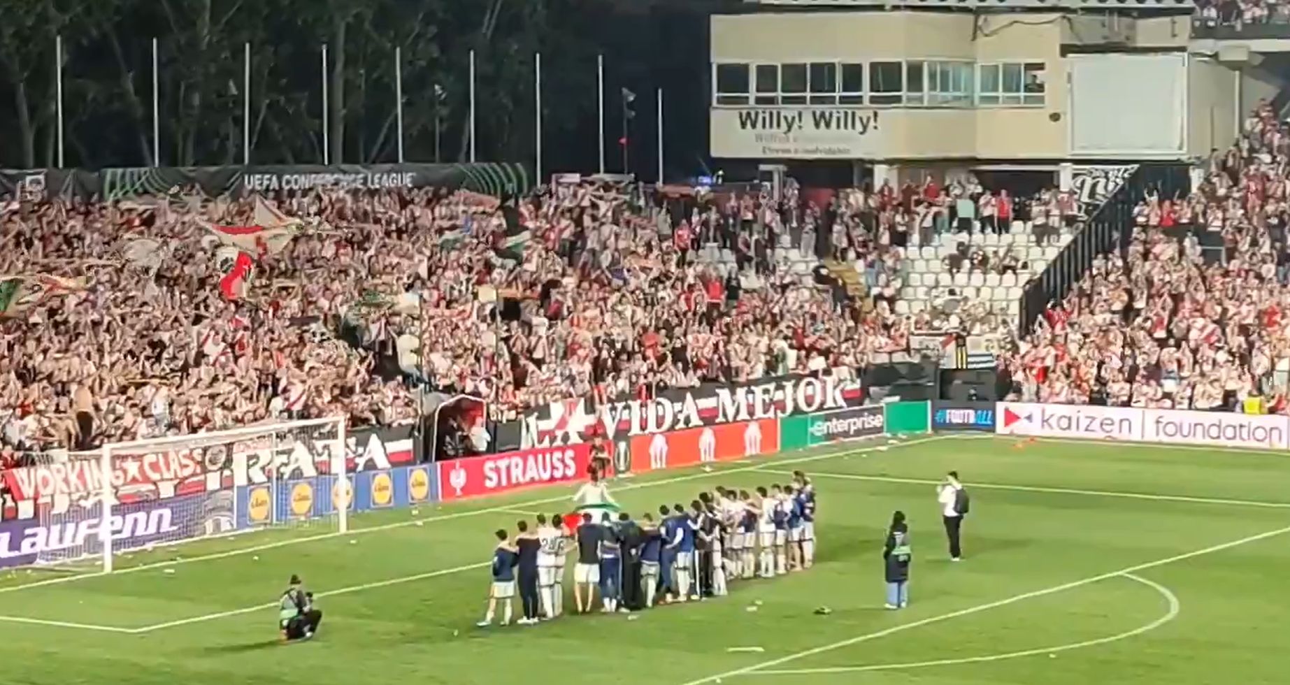 VIDEO: Rayo Vallecano player takes Palestine flag from the crowd during Conference League celebrations