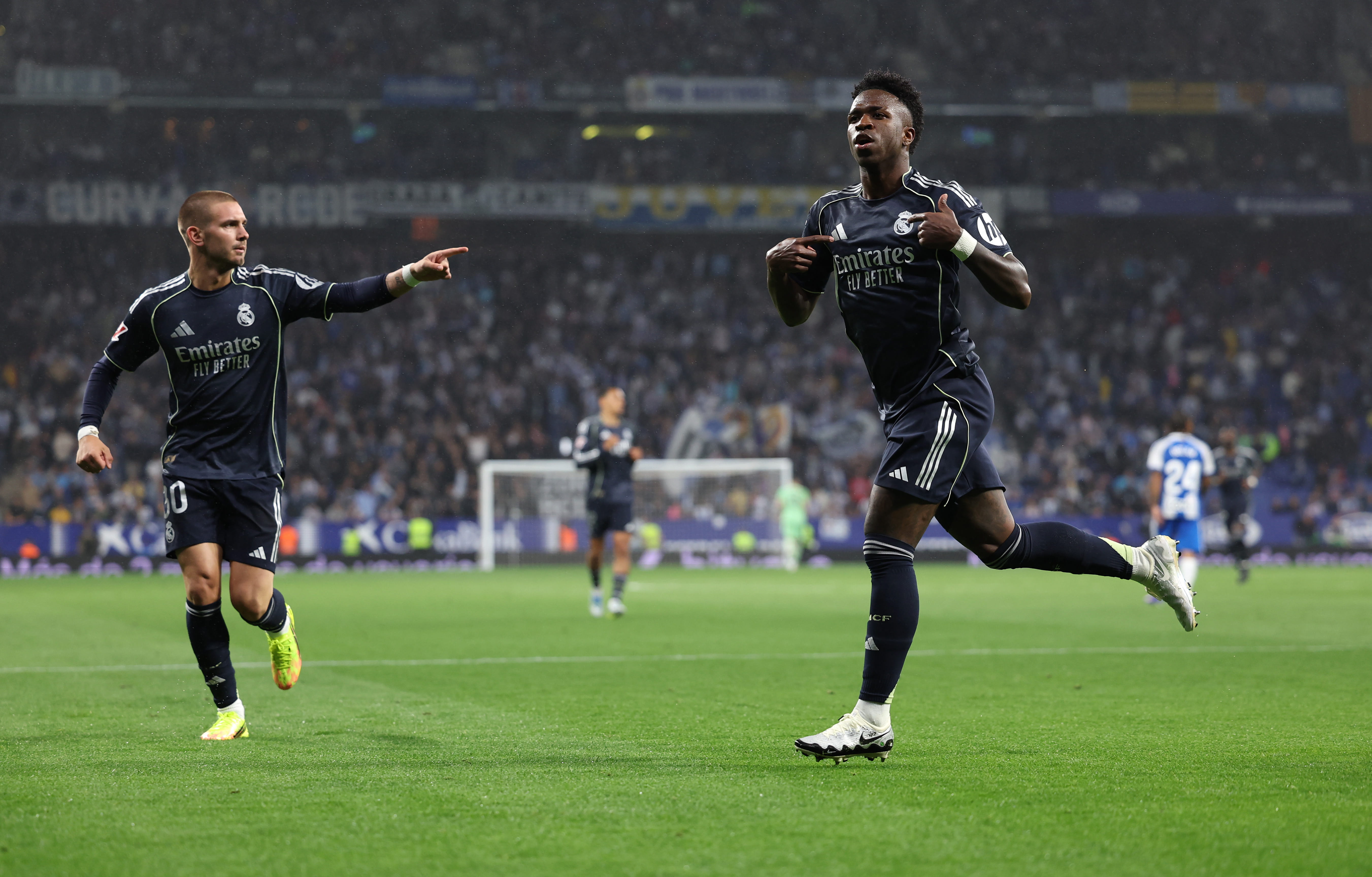 Vinicius Junior delays Barcelona title party as Real Madrid see off Espanyol